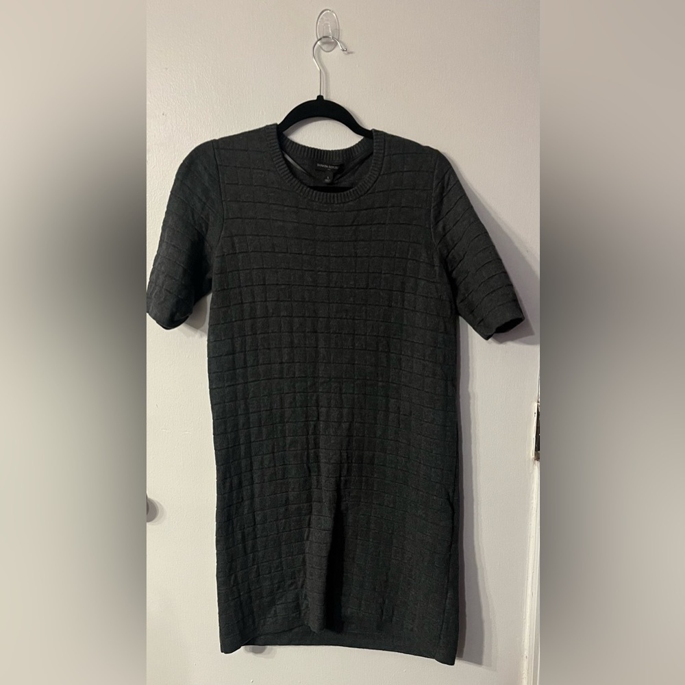 Banana Republic Small‎ Charcoal Gray Sweater Dress Short Sleeve Knit Ribbed